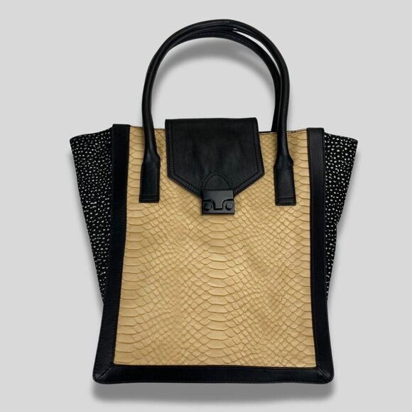 Loeffler Randall Handbags - LOEFFLER RANDALL Junior Work Tote Embossed Snake Leather Bag